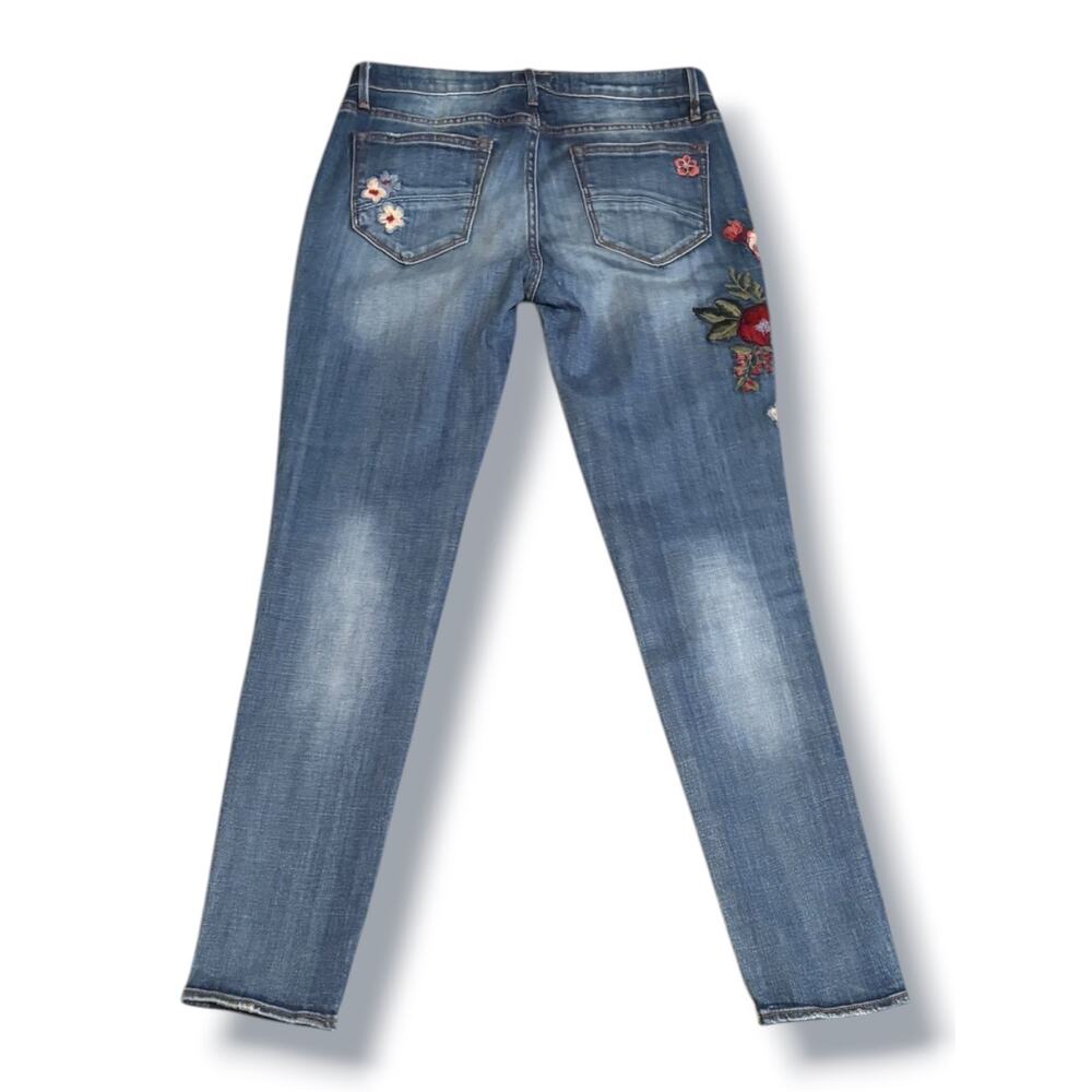 Driftwood Embroidered Floral Marilyn Jeans Size 27 Blue Mid Rise Straight Leg - Picture 2 of 11